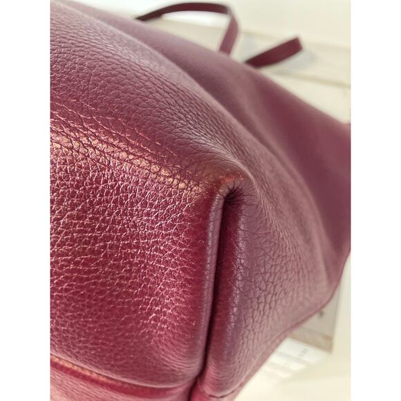 SALVATORE FERRAGAMO LARGE WINE PEBBLED LEATHER HANDBAG ASIS - Picture 9 of 16